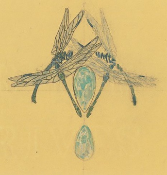 Fine & Rare Rene Lalique, Four Dragonflies (Quatre Libellules) Pendant Necklace & Brooch