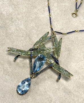 Fine & Rare Rene Lalique, Four Dragonflies (Quatre Libellules) Pendant Necklace & Brooch