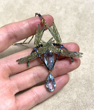 Fine & Rare Rene Lalique, Four Dragonflies (Quatre Libellules) Pendant Necklace & Brooch