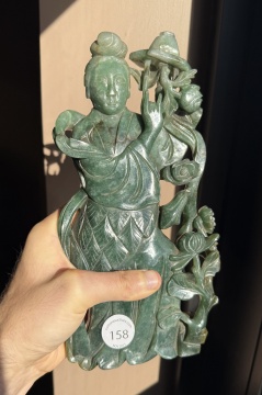 Large Chinese Jadeite Carving of a Maiden