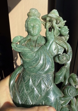 Large Chinese Jadeite Carving of a Maiden