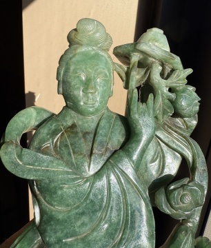 Large Chinese Jadeite Carving of a Maiden