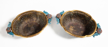 Pair of Chinese Champleve Enamel & Gilt Bronze Jardinieres