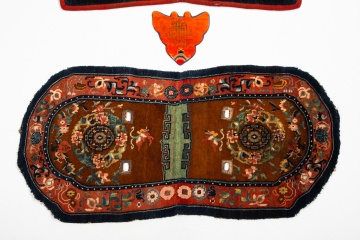 Two Tibetan Horse Saddle Covers & Horse Head Cover