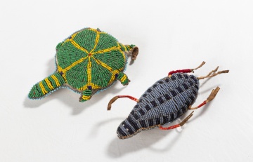 Two Native American Plains Beaded Fetishes