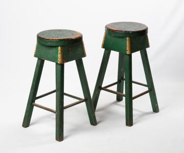 Pair of Painted Wooden Stools