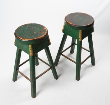 Pair of Painted Wooden Stools