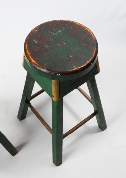 Pair of Painted Wooden Stools