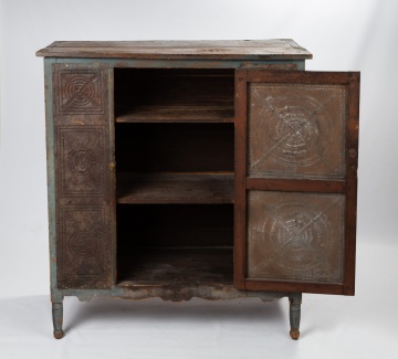 American Painted & Punched Tin Pie Safe