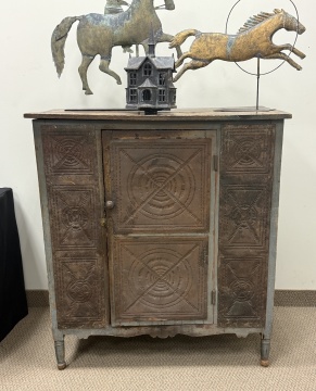 American Painted & Punched Tin Pie Safe