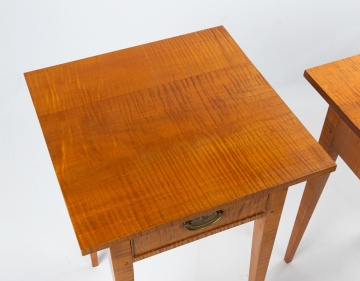 Pair of Bench-Made Hepplewhite Tiger Maple Stands