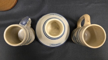 Whites, Utica Stoneware Match Safe & Mugs "Crystal Spring Brewing Co. Syracuse, NY."