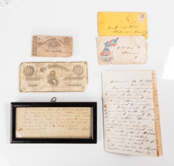 Civil War Era Letters, Slave Sale Document, & Confederate Paper Currency Notes