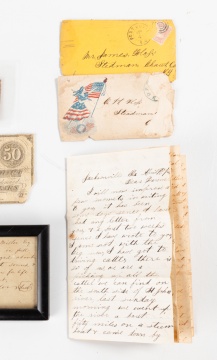 Civil War Era Letters, Slave Sale Document, & Confederate Paper Currency Notes