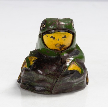 Cast Iron "Frog on Rock" Mechanical Bank