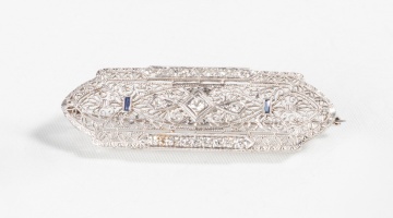Art Deco "Antique Filagree" Bar Style Diamond Brooch