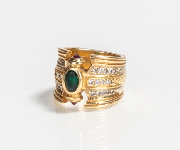 18K Gold, Ruby, & Emerald Ring