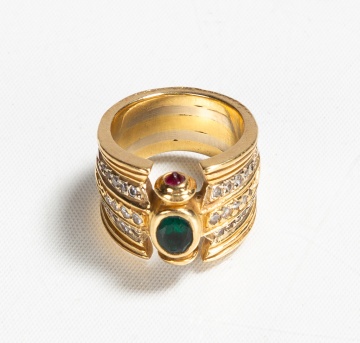 18K Gold, Ruby, & Emerald Ring