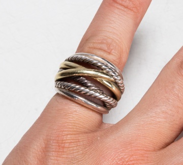 David Yurman Crossover Wide Ring & Chain Bracelet