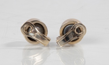 18K Gold, Diamond, & Gray Mabe Pearl Earrings