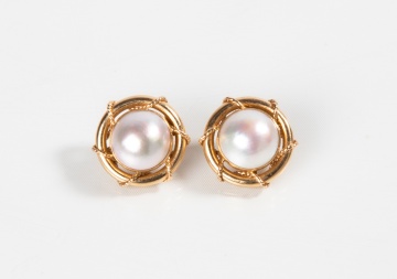 14K Gold & Pearl Earrings