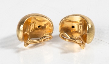 Italian Hammered 18K Gold & Diamond Earrings