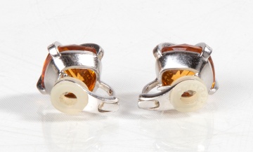 Pair of Citrine & Diamond Earrings, by Spark