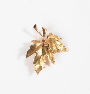14K Gold Maple Leaf Brooch