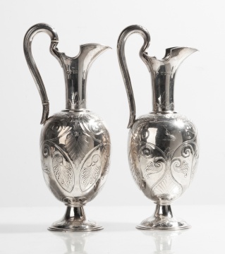 Victorian Sterling Silver Claret Jugs, John Figg, London, 1843