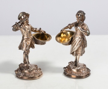 Asprey & Garrard Figural Parcel-Gilt Sterling Silver Salts