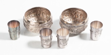 Chinese / Asian Sterling Silver Cordials & Bowls