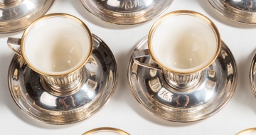 Twelve Sterling Silver & Lenox Porcelain Demitasse Cups & Saucers