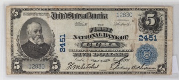 1920 US $5 Dollar Currency Note