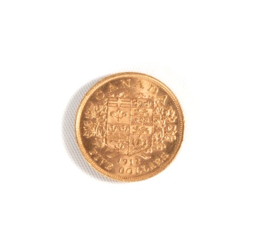 Canada 1912 George V $5 Gold Coin