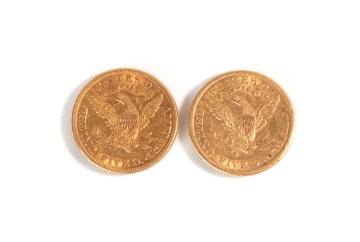 1881 & 1885 Liberty Head $5 Gold Coins