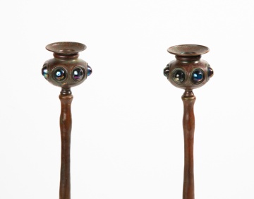 Tiffany Studios Jeweled Candlesticks