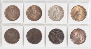 Eight Morgan & Liberty Silver Dollars