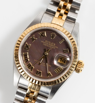 Ladies' Rolex Datejust Stainless Steel Black Mother of Pearl Dial Watch