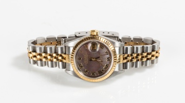 Ladies' Rolex Datejust Stainless Steel Black Mother of Pearl Dial Watch