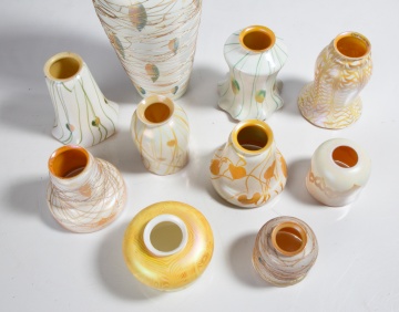 (8) Durand & (2) Quezal Art Glass Pieces