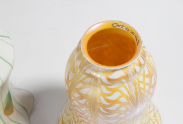 (8) Durand & (2) Quezal Art Glass Pieces