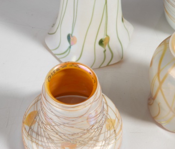 (8) Durand & (2) Quezal Art Glass Pieces