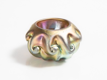 Steuben Gold Aurene Iridescent Nut Dish