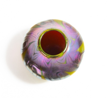 Rare Steuben Blue Aurene Marvered Gold Cabinet Vase