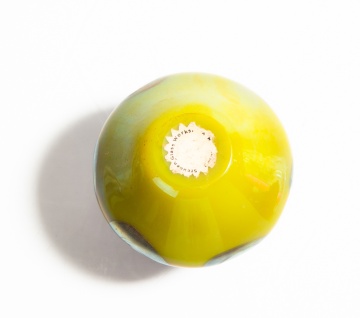 Rare Steuben Blue Aurene Marvered Gold Cabinet Vase