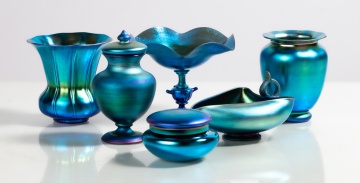 Steuben Blue Aurene Tableware
