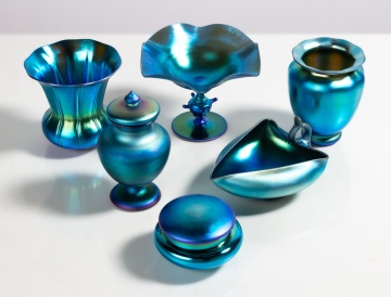 Steuben Blue Aurene Tableware