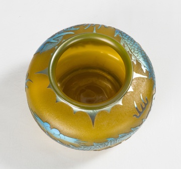 Steuben Dragon Acid Cut-Back Vase