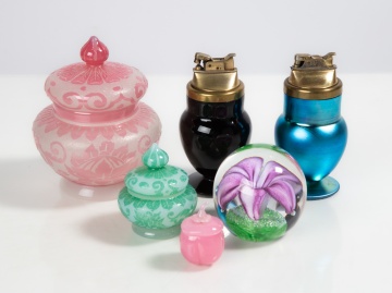 Steuben Acid Cut-Back Paperweight & Lighters