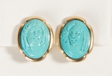 Turquoise Cameo Earrings